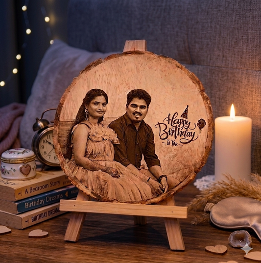 Personalized Photo Engraved on Wooden Slice