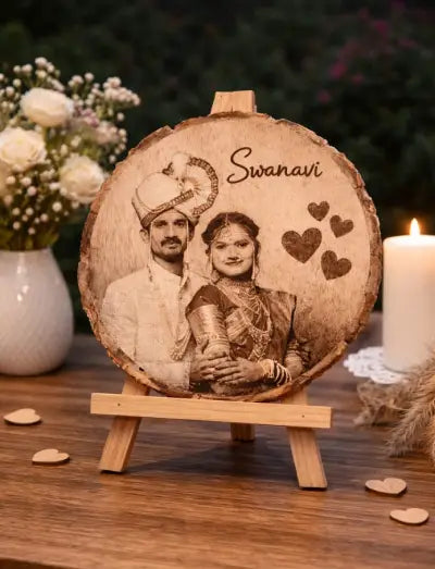 Personalized Photo Engraved on Wooden Slice