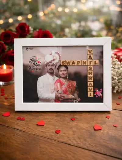 Personalised Crossword Couple Photo Frame | Anniversary Special Gift