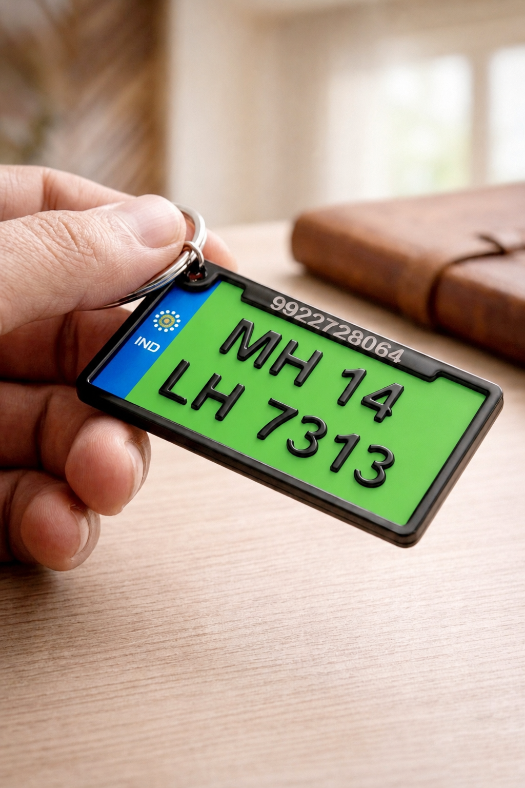 Number Plate Keychain with Personal Details for Bike