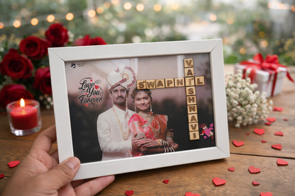 Personalised Crossword Couple Photo Frame | Anniversary Special Gift