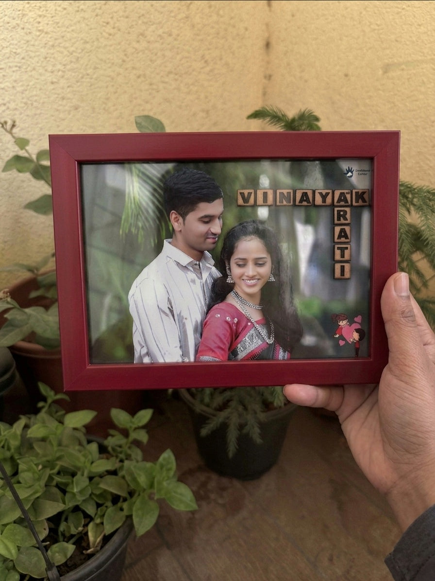 Personalised Crossword Couple Photo Frame | Anniversary Special Gift