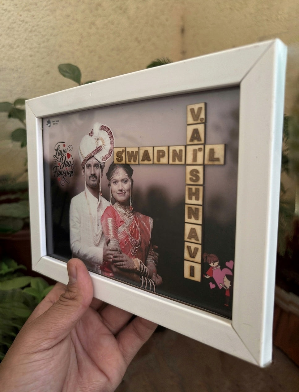 Personalised Crossword Couple Photo Frame | Anniversary Special Gift