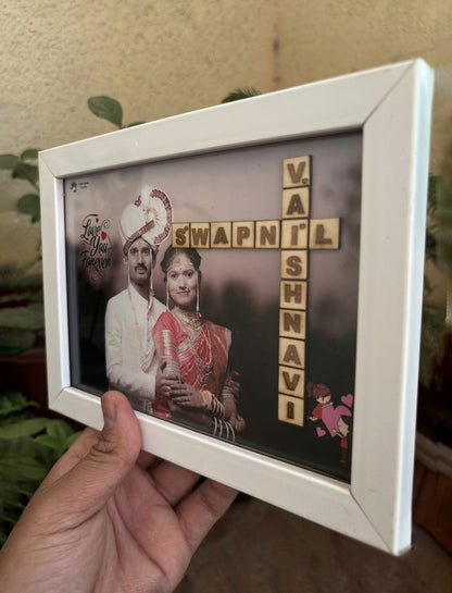 Personalised Crossword Couple Photo Frame | Anniversary Special Gift